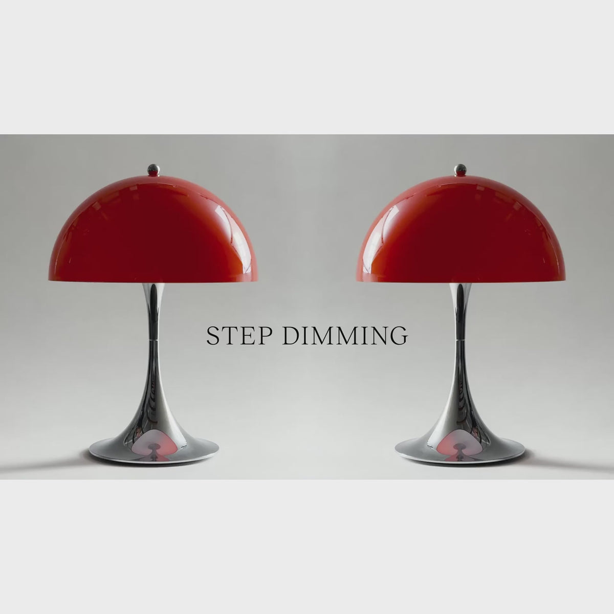 Louis Poulsen Panthella Portable manufacturer video demonstrating step dimming, with the full frame and instructions visible.
