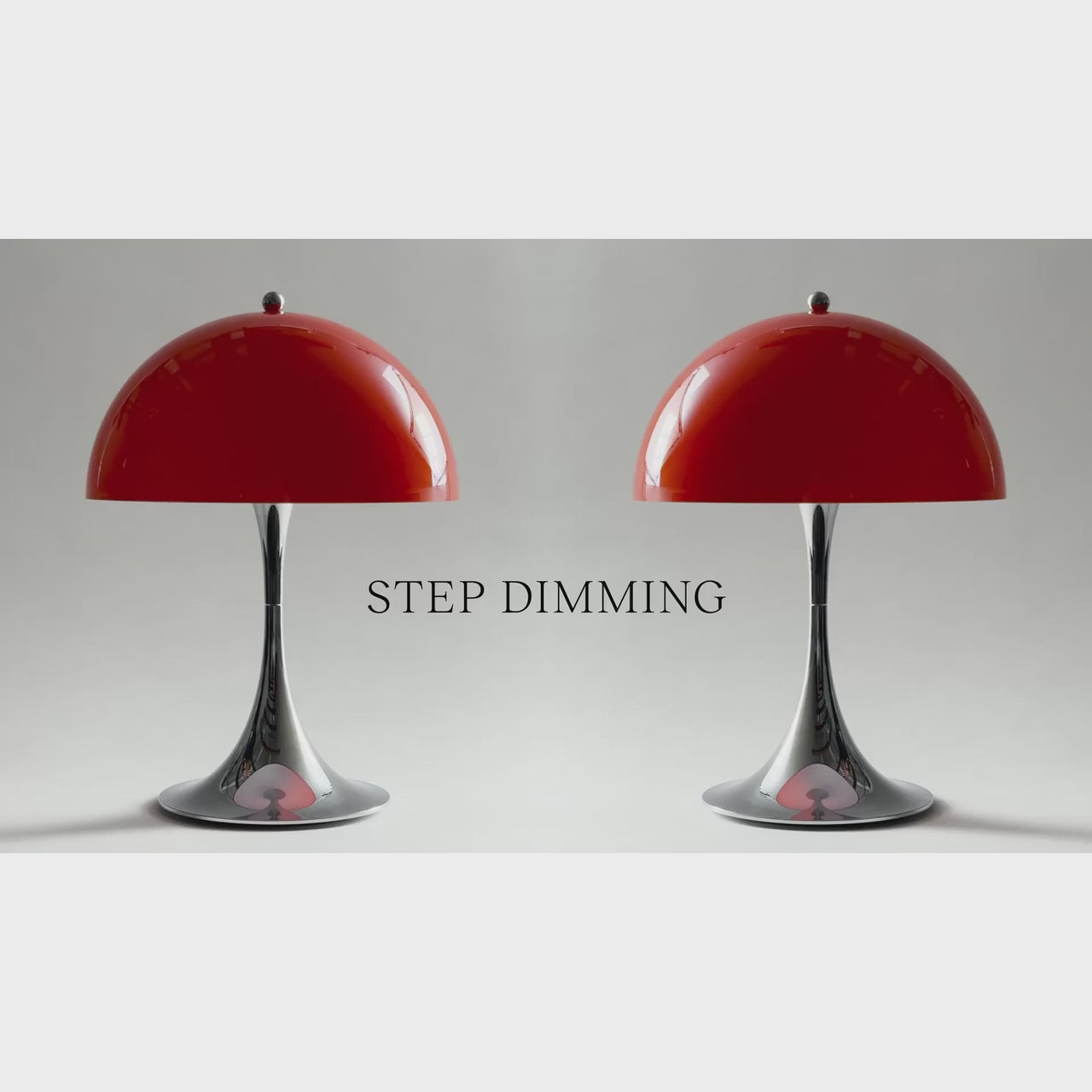 Louis Poulsen Panthella Portable manufacturer video demonstrating step dimming, with the full frame and instructions visible.
