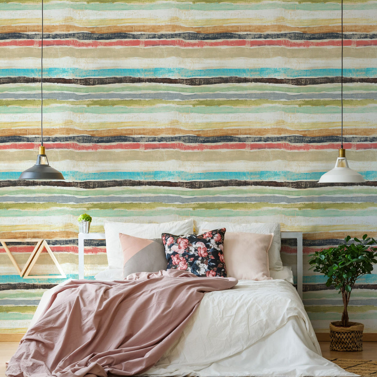 Stripes wallpaper by MINDTHEGAP — room setting showing the wallpaper