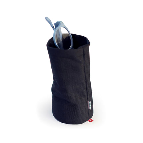 Black Tat-Tat Sacco weighted storage pouch for glasses and desk accessories
