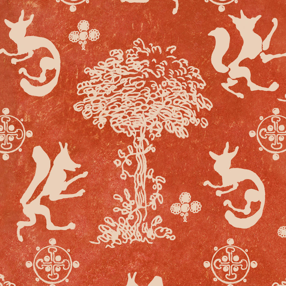 THE SILLY FOX Carrot wallpaper by MINDTHEGAP, full pattern detail.
