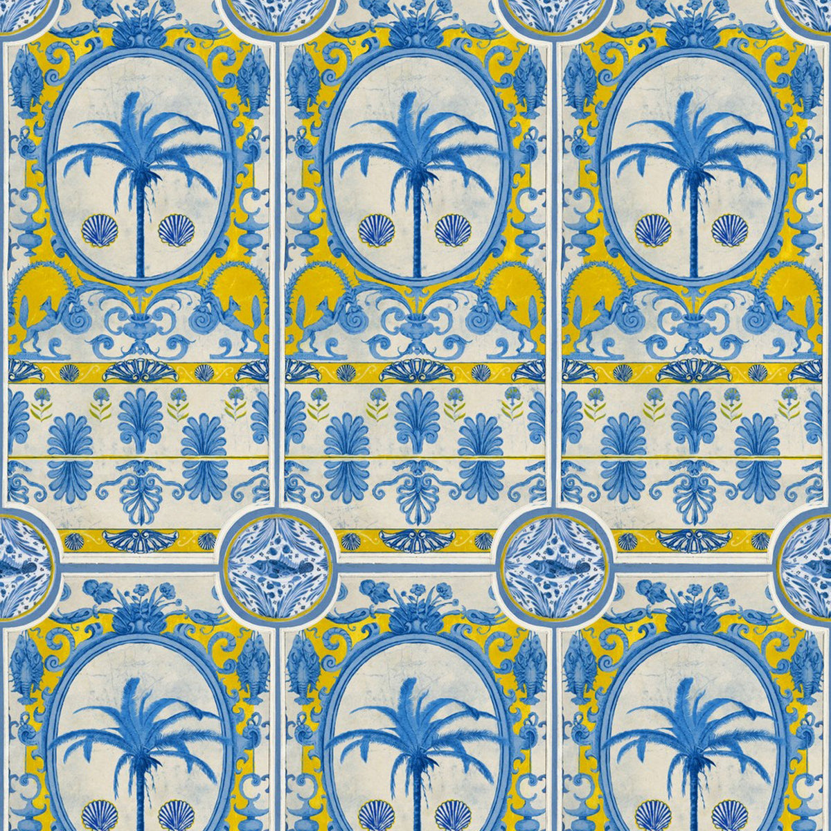 The Villa Mural Yellow wallpaper by MINDTHEGAP — pattern detail