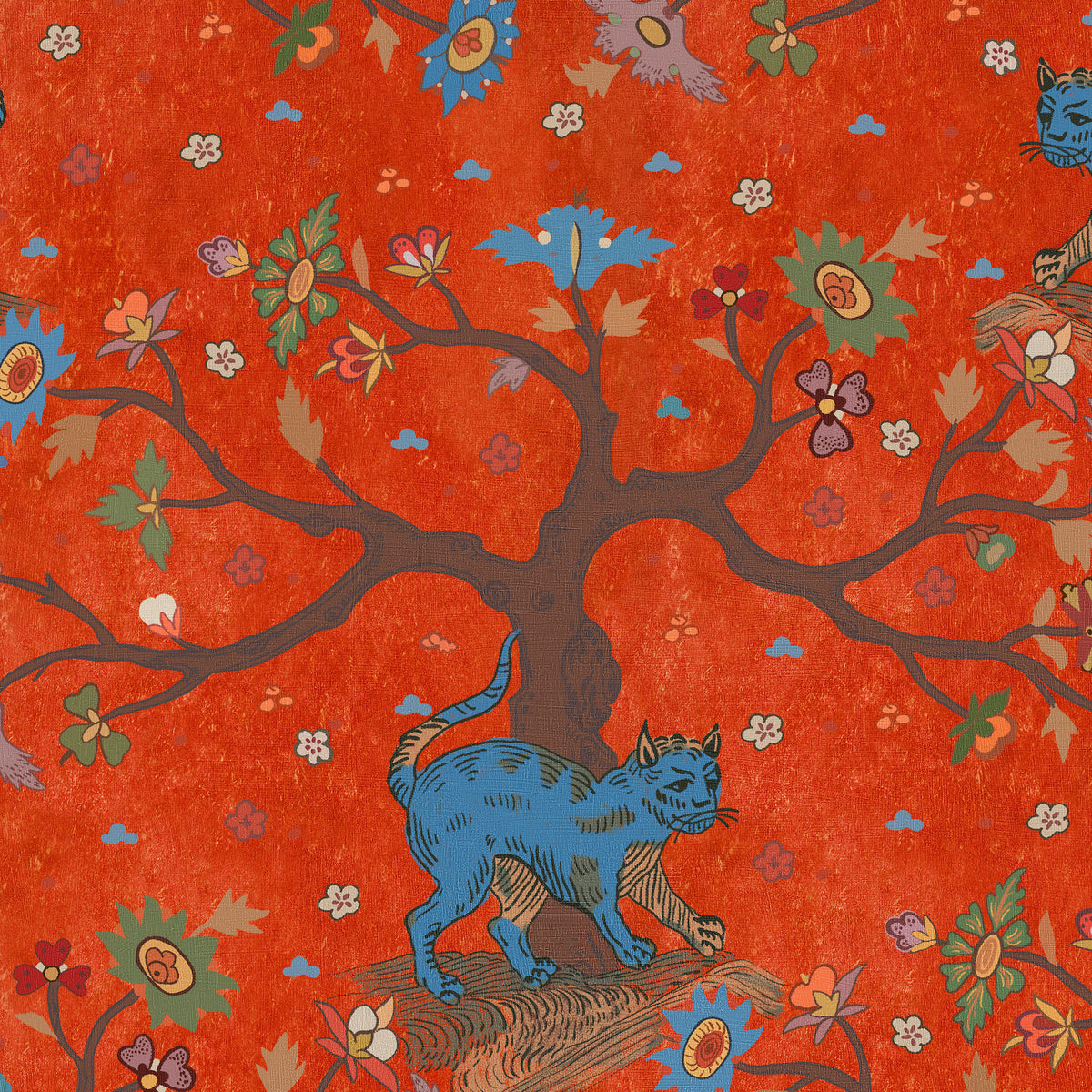 TREE OF LIFE Coral wallpaper by MINDTHEGAP, full pattern detail.