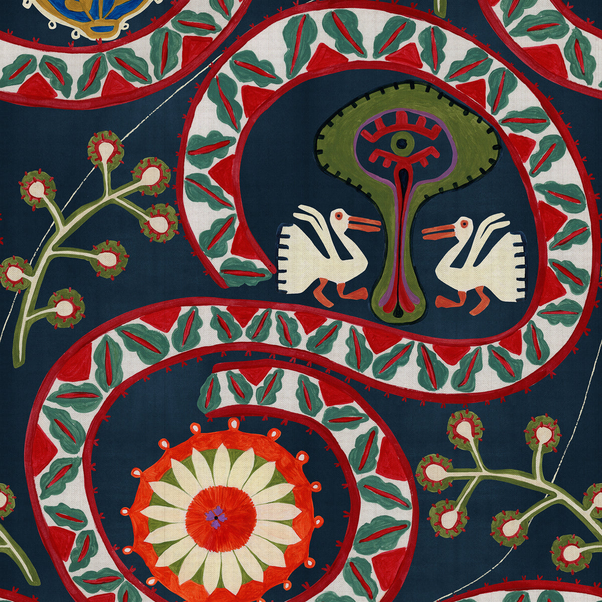 TWO STORKS Anthracite wallpaper by MINDTHEGAP, full pattern detail.