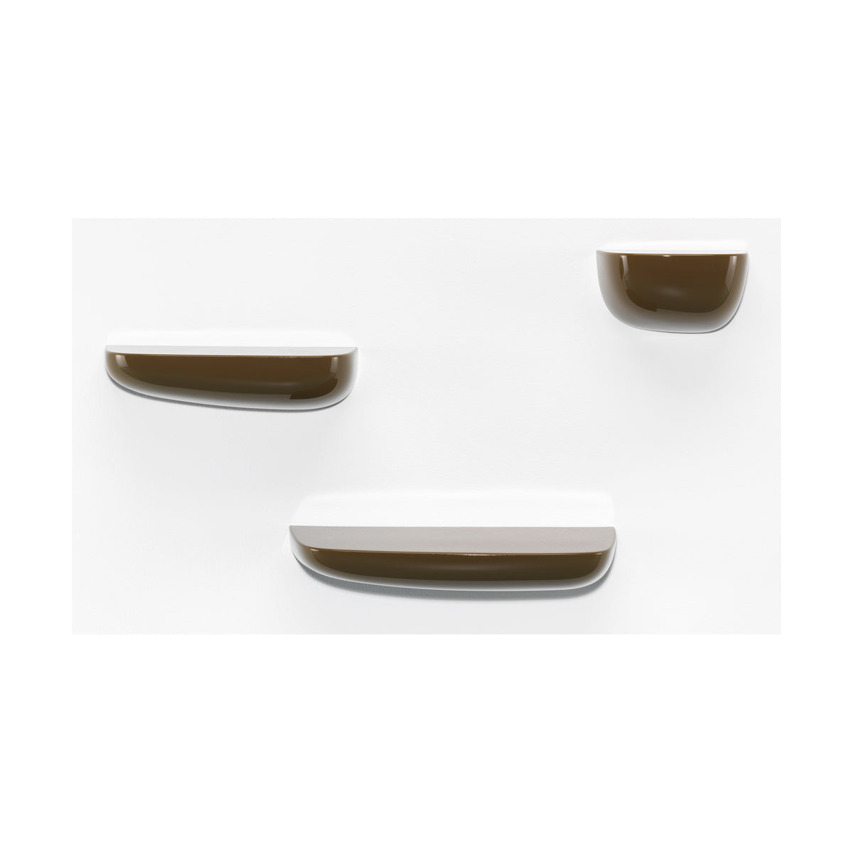 Khaki Vitra Corniche shelves in three sizes