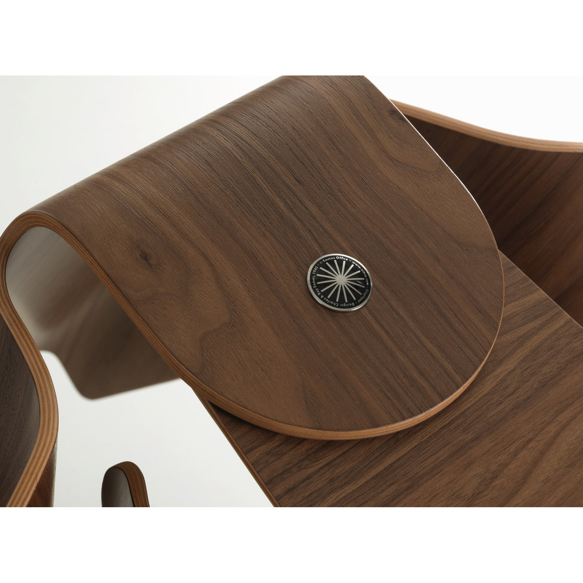 Walnut Eames Plywood Elephant, wood grain and ear fastening detail