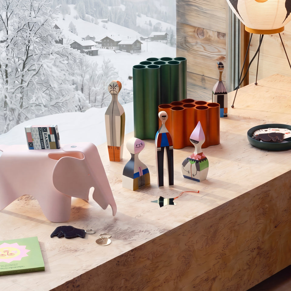 Pale rose Eames Elephant Small displayed with Wooden Dolls and Nuage vases; other accessories sold separately