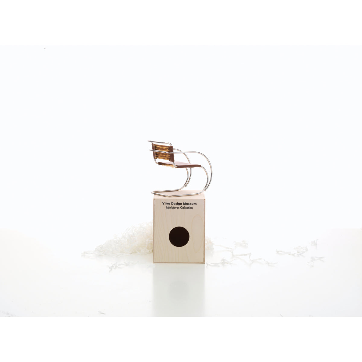 Miniature MR 20 Chair by Miles VD Rohe for Vitra, 1:6-scale collectible model shown with its presentation box