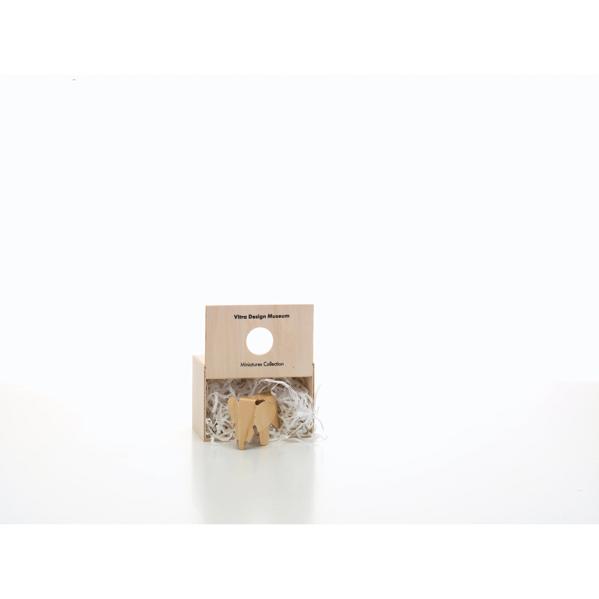 Miniature Elephant Stool by Eames for Vitra, 1:6-scale collectible model shown with its presentation box