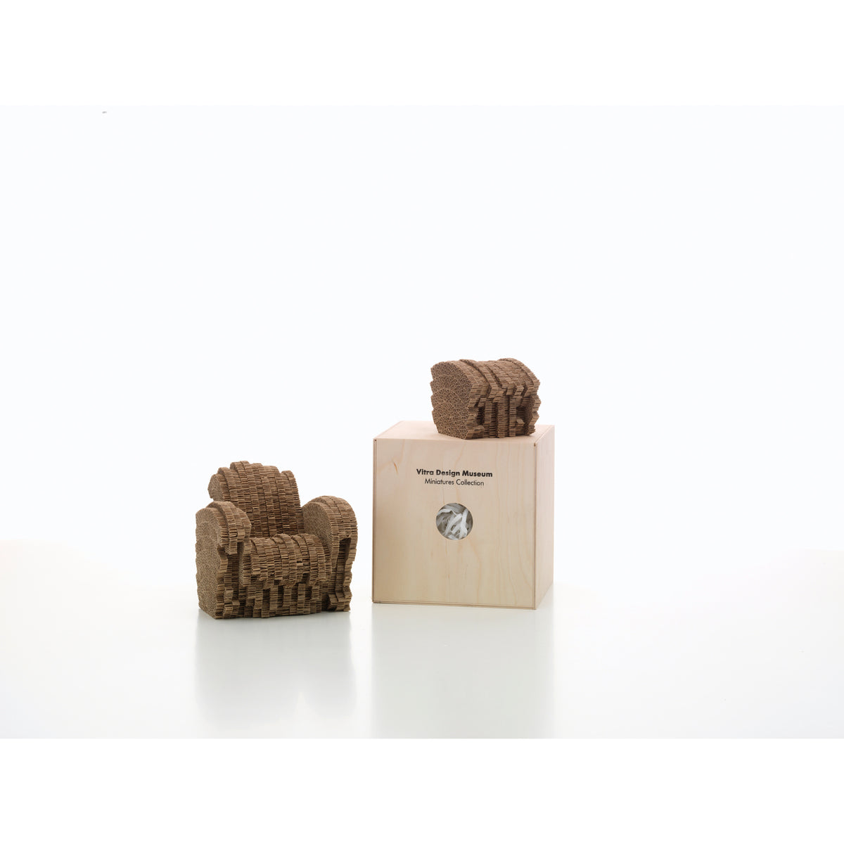 Miniature Little Beaver Chair by Gehry for Vitra, 1:6-scale collectible model shown with its presentation box