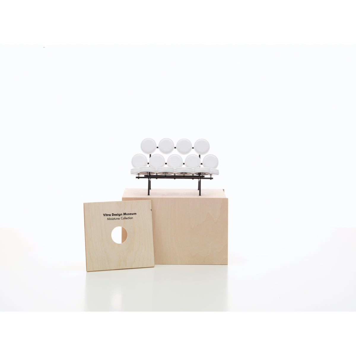 Miniature Marshmallow Sofa by George Nelson for Vitra, 1:6-scale collectible model shown with its presentation box