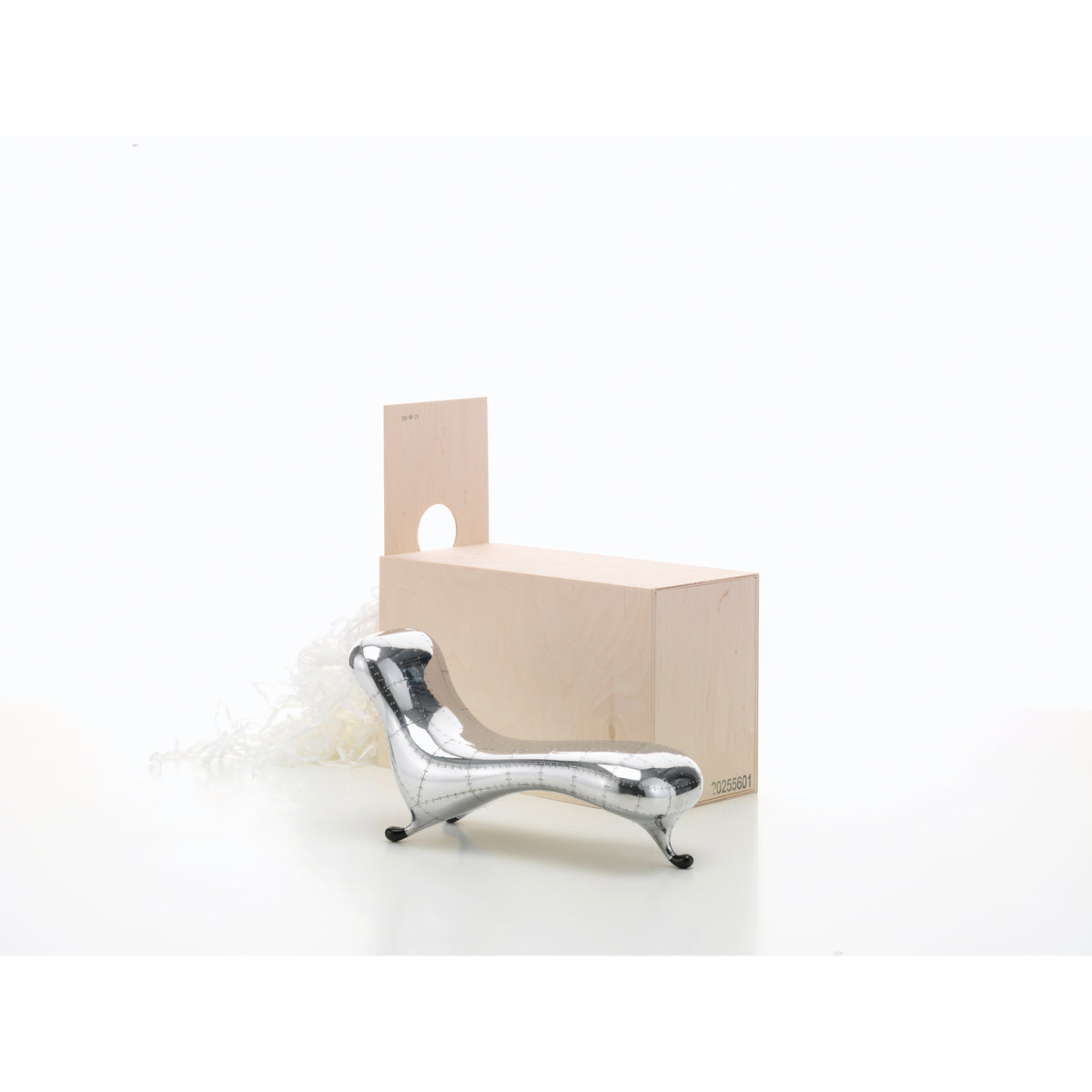 Miniature Lockheed Lounge by Newson by Vitra, 1:6-scale collectible model shown with its presentation box
