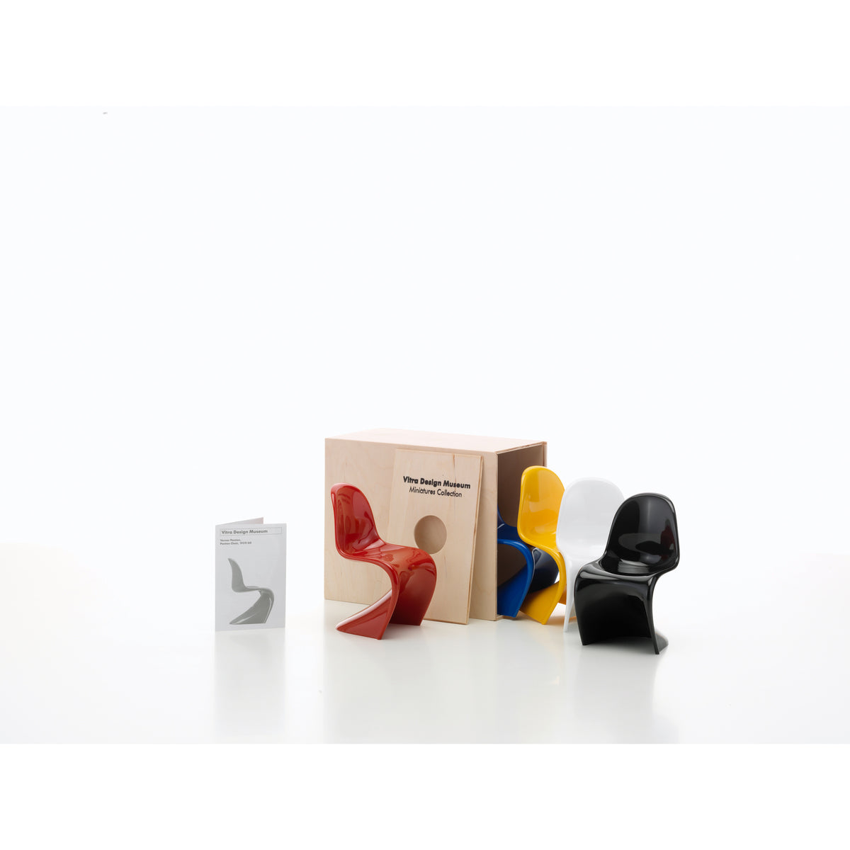 Miniature Panton Chairs, Set of 5 by Verner Panton for Vitra, 1:6-scale collectible model shown with its presentation box