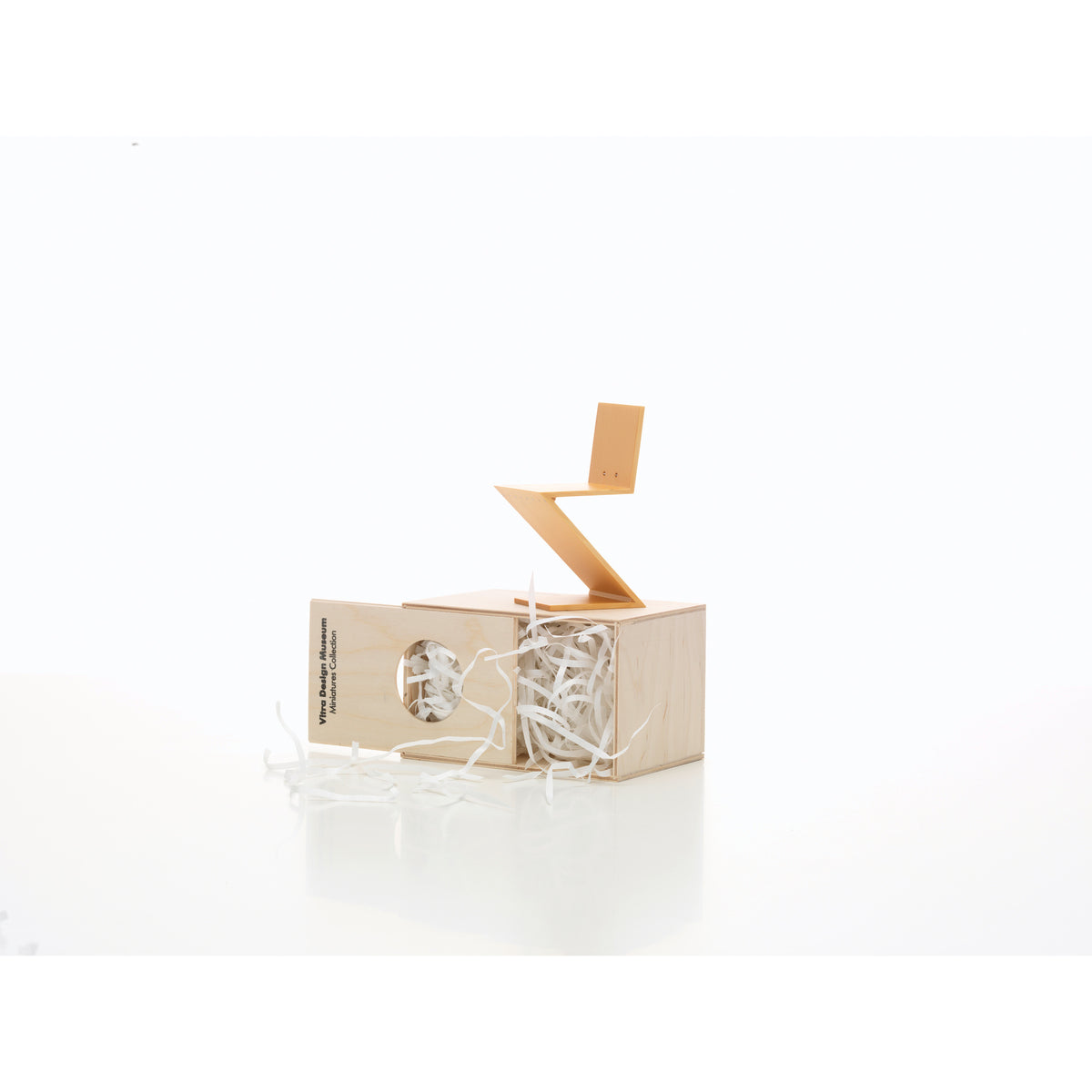 Miniature Zig Zag Chair by Rietveld for Vitra, 1:6-scale collectible model shown with its presentation box