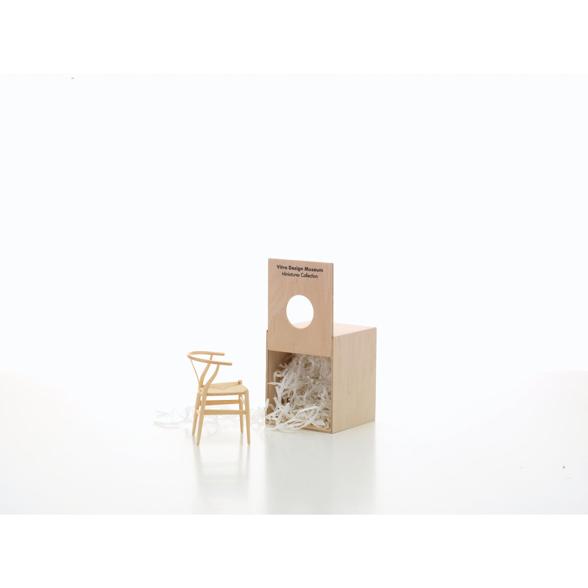 Miniature Y-Chair by Wegner for Vitra, 1:6-scale collectible model shown with its presentation box