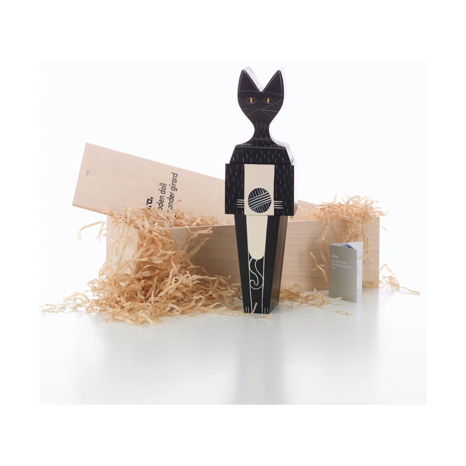 Wooden Doll Cat Large by Alexander Girard for Vitra, packaging view
