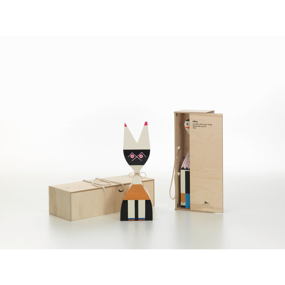 Vitra Wooden Dolls No. 9 and No. 1 Super Large with their wooden presentation boxes