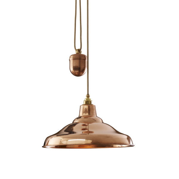 School Light Rise and Fall Polished Copper Pendant by Original BTC / Davey Lighting - Vertigo Home