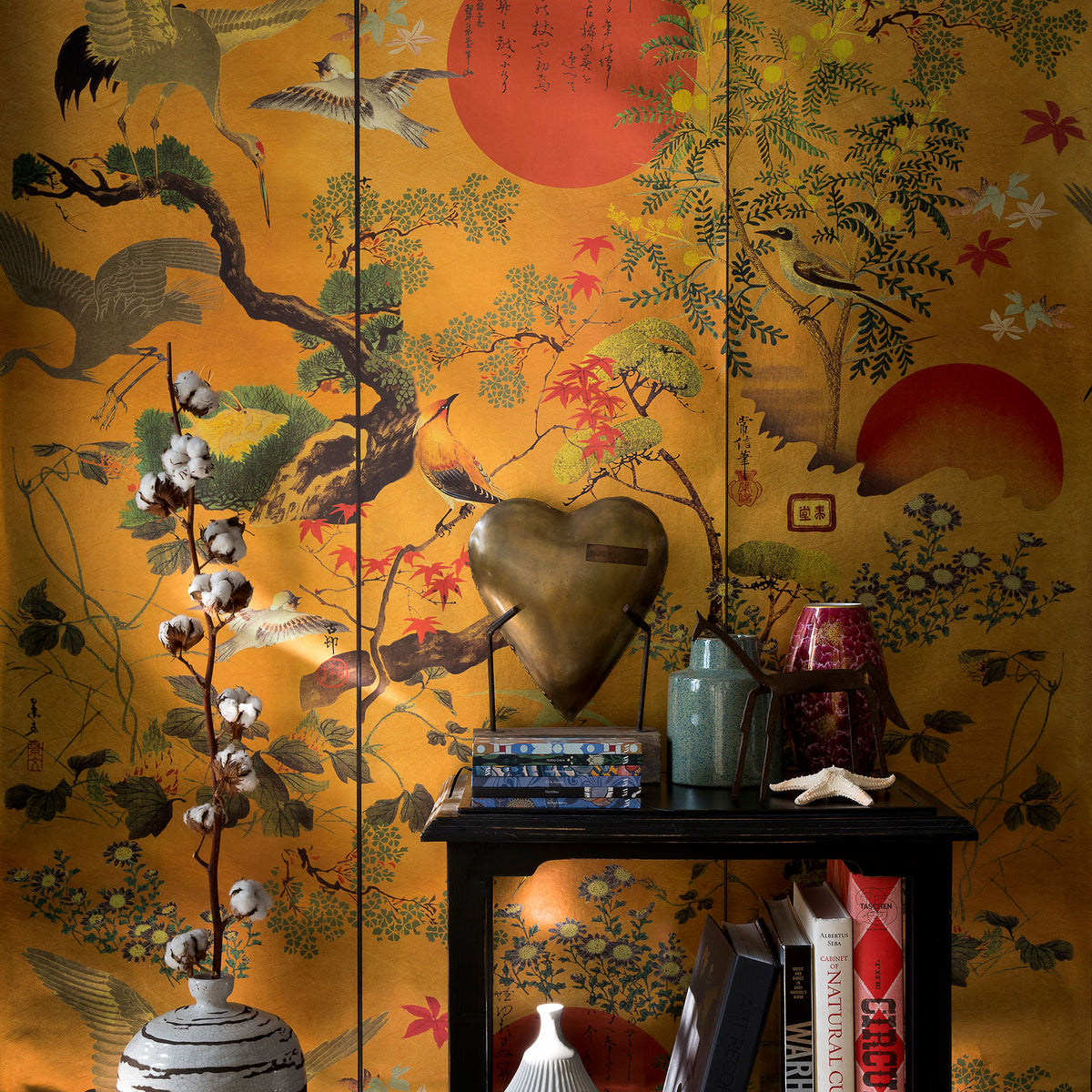 Asian style gold wallpaper