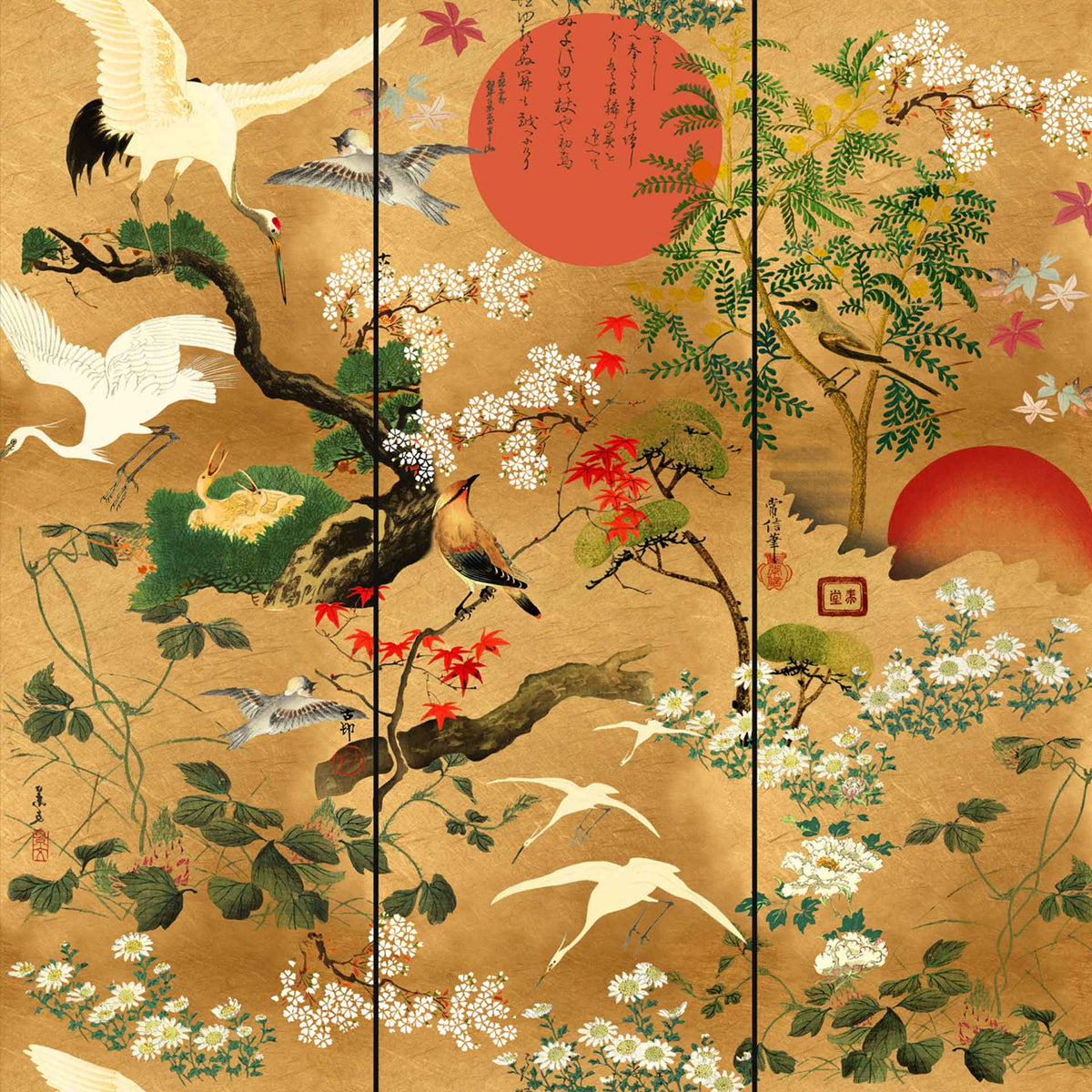 Asian style gold wallpaper