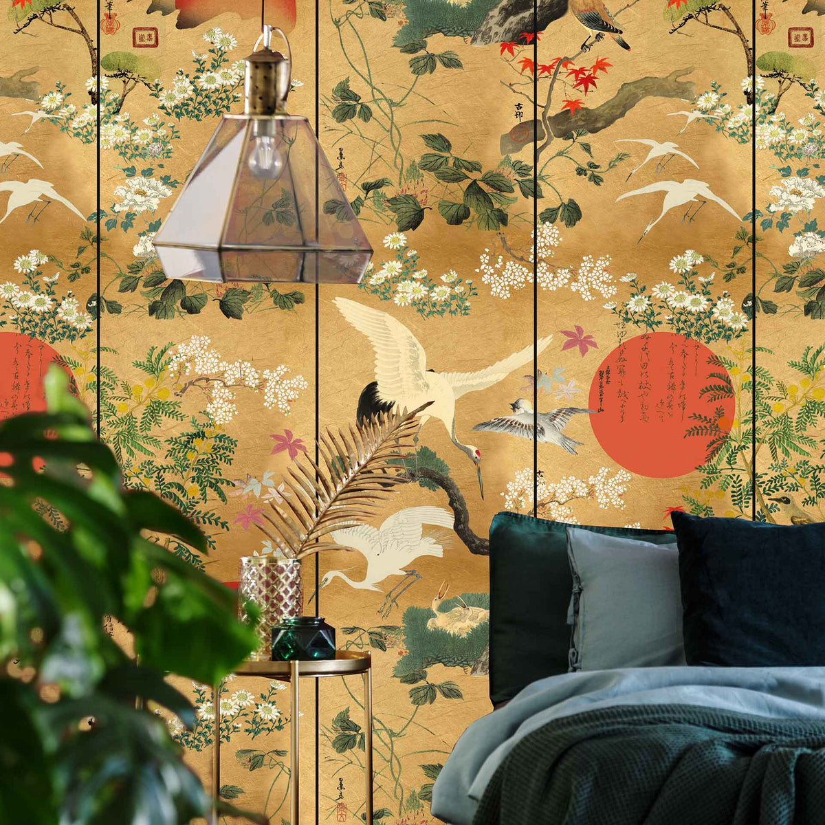 Asian style gold wallpaper