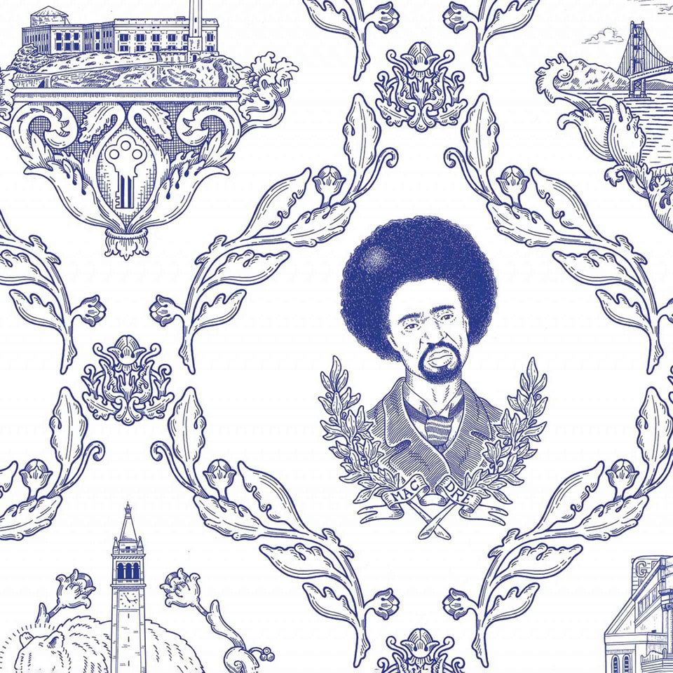 Bay Area Toile in Ballpoint Blue Removable Wallpaper by Flavor Paper