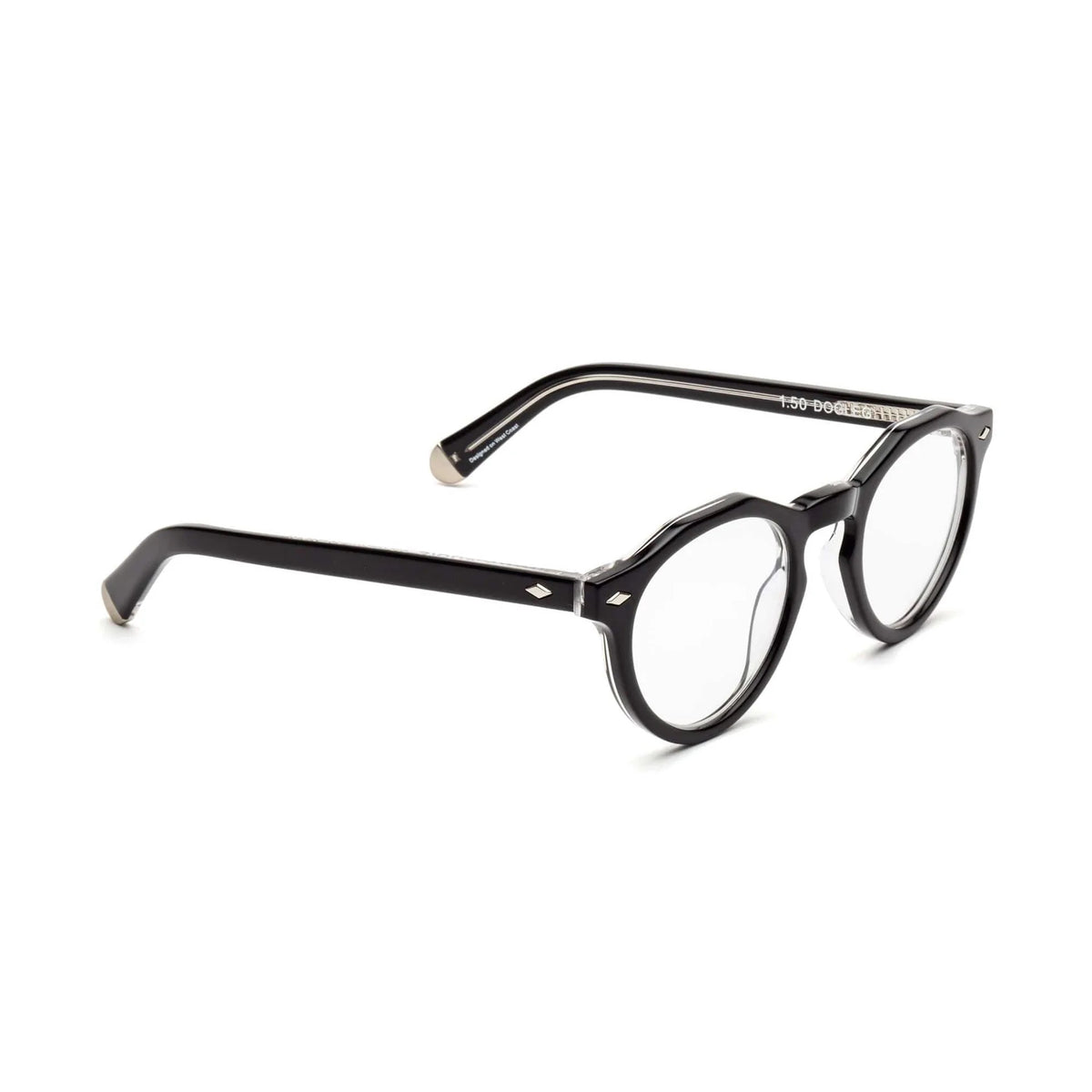 CADDIS Dogleg Reading Glasses - Gloss Black and Vodka