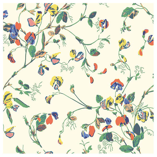 Sweet Pea in Autumn Multi on Cream Wallpaper by Cole & Son
