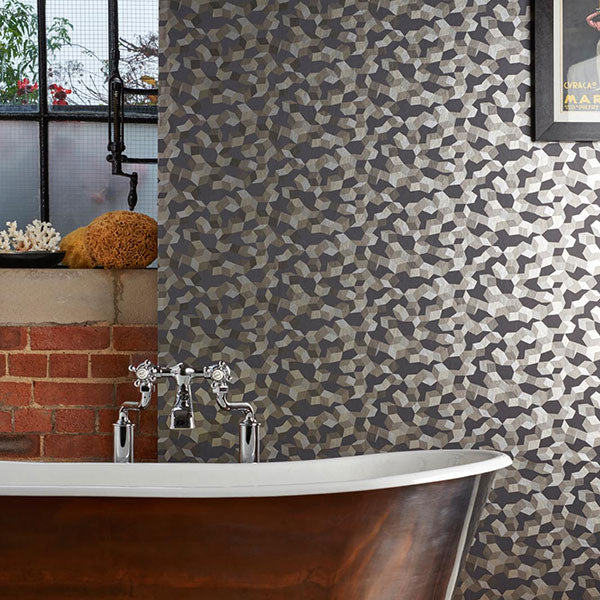Ingot in Charcoal & Silver Wallpaper by Cole & Son