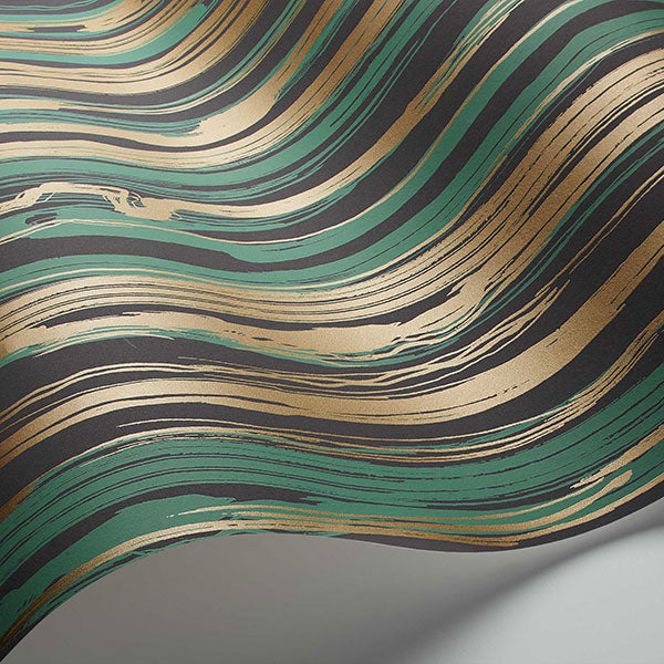 Strand in Teal & Gold Wallpaper by Cole & Son