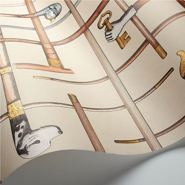 Fornasetti Bastoni - Cream Wallpaper by Cole & Son