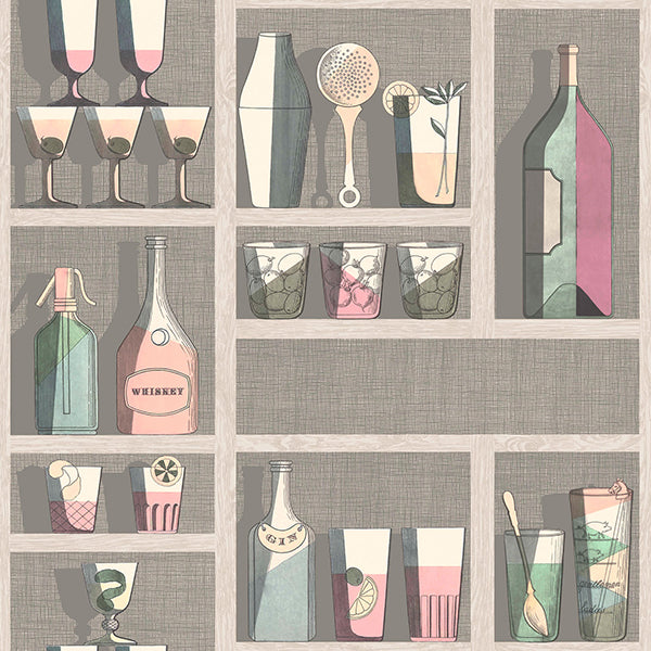 Fornasetti Cocktails - Pastel Wallpaper by Cole & Son
