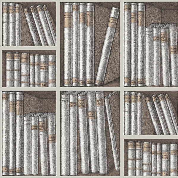 Fornasetti Ex Libris - Stone & Linen Wallpaper by Cole & Son
