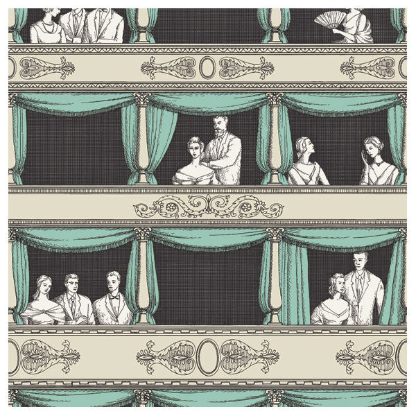 Cole & Son - Fornasetti II Teatro Wallpaper - Linen / Aqua - Vertigo Home