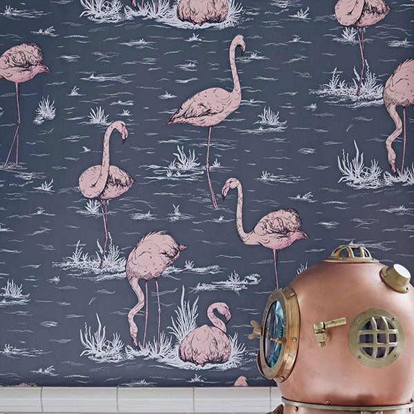 Flamingos in Ink & Plaster Pink Wallpaper by Cole & Son