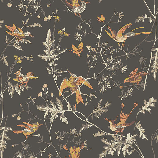 Hummingbirds in Charcoal & Ginger Wallpaper by Cole & Son