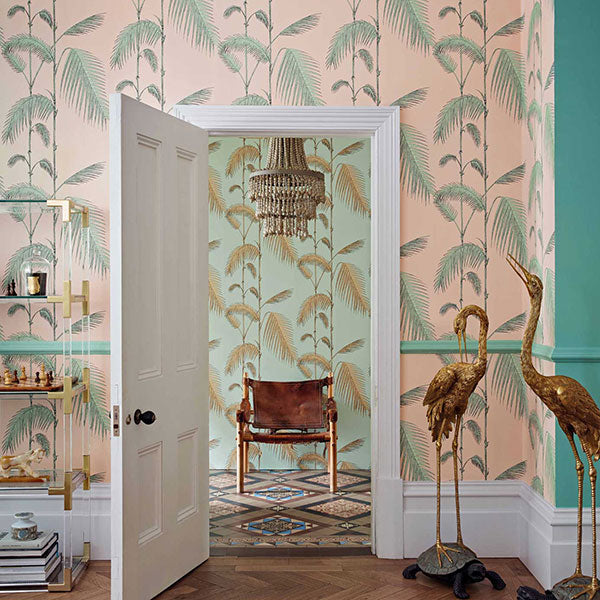 Palm Leaves in Plaster Pink & Mint Wallpaper by Cole & Son