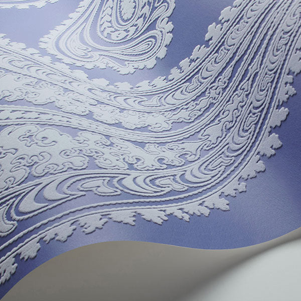 Rajapur Flock in Blue & White Wallpaper by Cole & Son