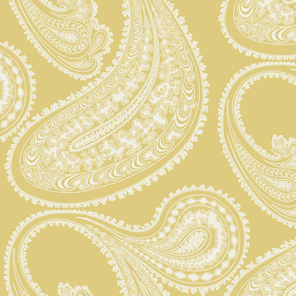 Rajapur Flock in Yellow & White Wallpaper by Cole & Son