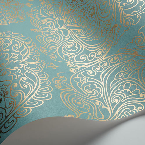 Alpana in Gold & Aqua Wallpaper by Cole & Son