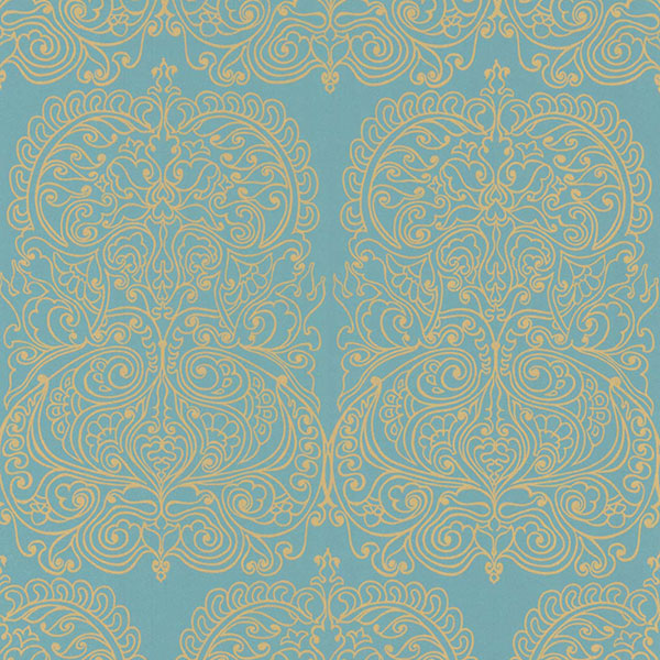 Alpana in Gold & Aqua Wallpaper by Cole & Son