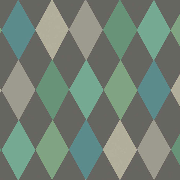 Punchinello in Teal on Char Wallpaper by Cole & Son