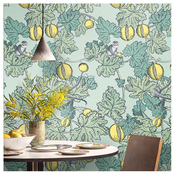 Fornasetti Frutto Proibito - Seafoam / Lemon Wallpaper by Cole & Son