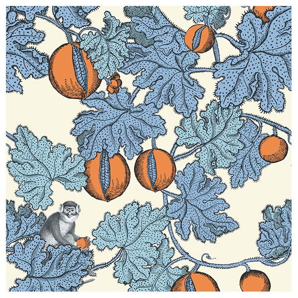 Fornasetti Frutto Proibito - Cerulean / Orange Wallpaper by Cole & Son