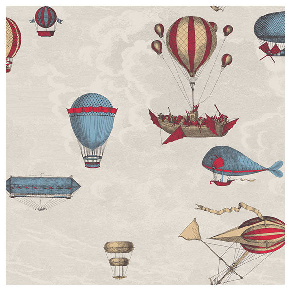 Fornasetti Macchine Volanti - Rouge / Blue Wallpaper by Cole & Son