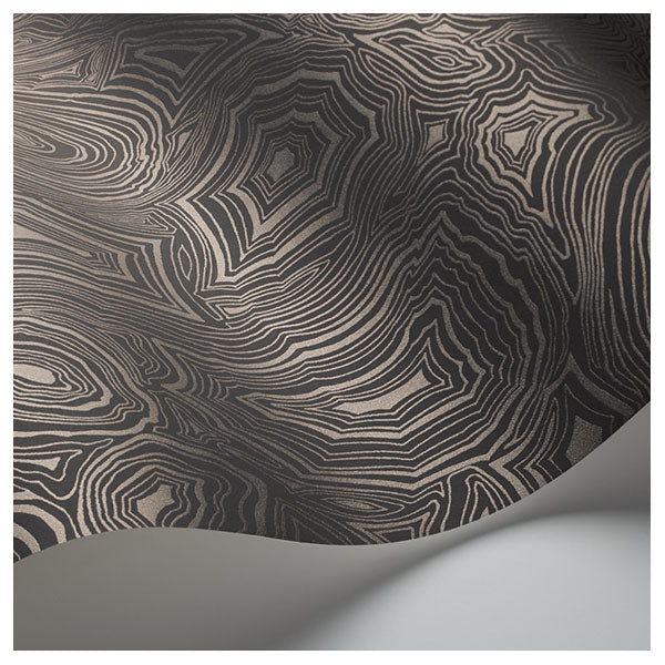 Fornasetti Malachite - Charcoal / Silver Wallpaper by Cole & Son