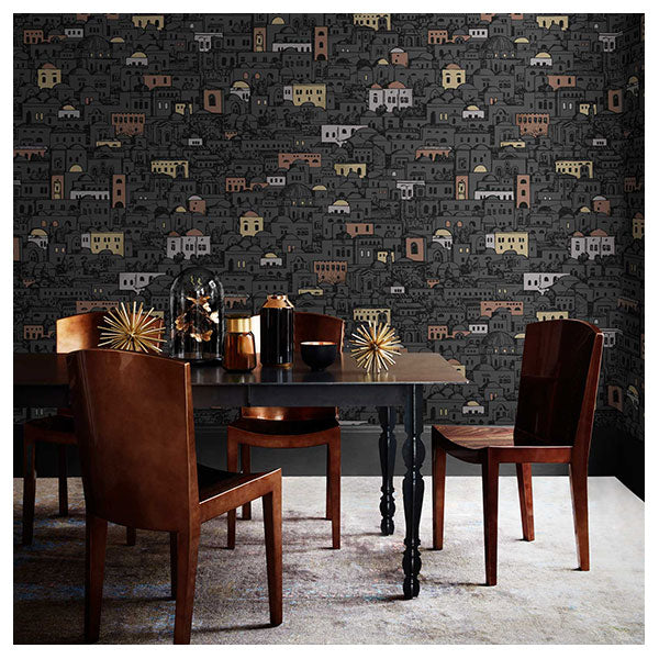 Fornasetti Mediterranea - Charcoal  Wallpaper by Cole & Son