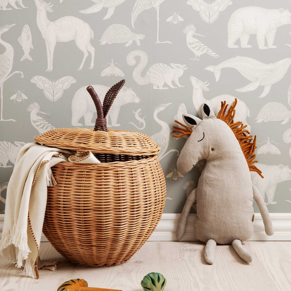 Animals Wallpaper - Mint Grey by Ferm Living x Katie Scott