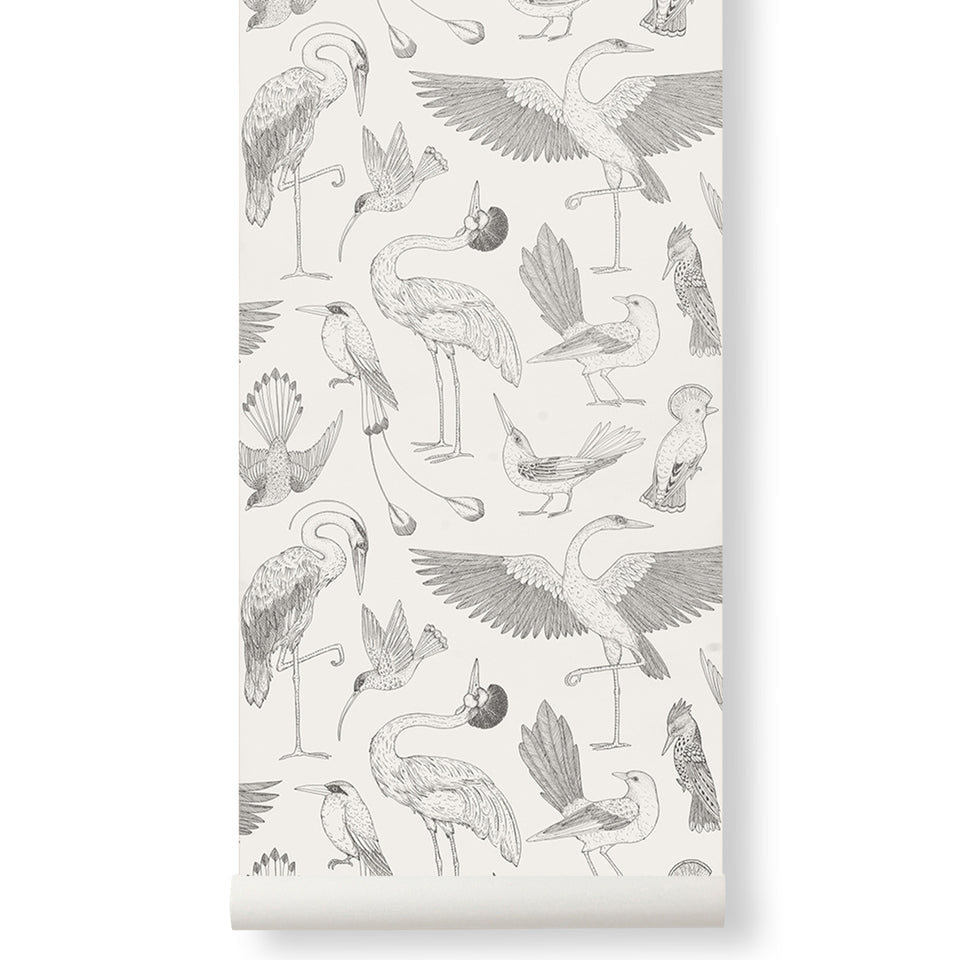 Birds Wallpaper - Off White by Ferm Living x Katie Scott