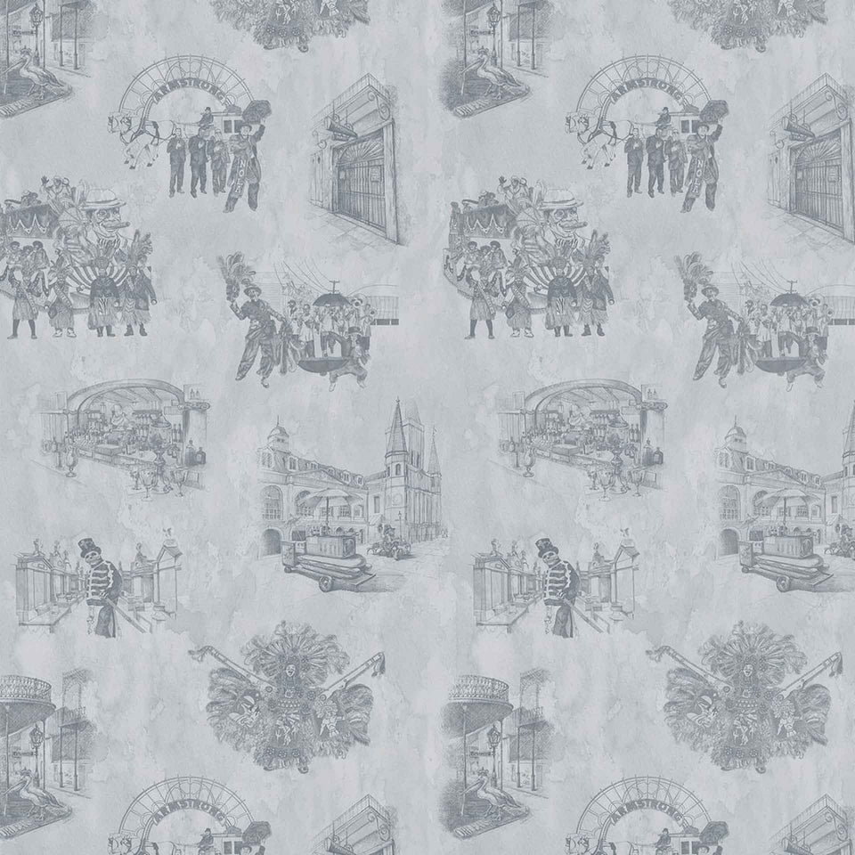 New Orleans Toile: Backstreets Removable Wallpaper by Flavor Paper